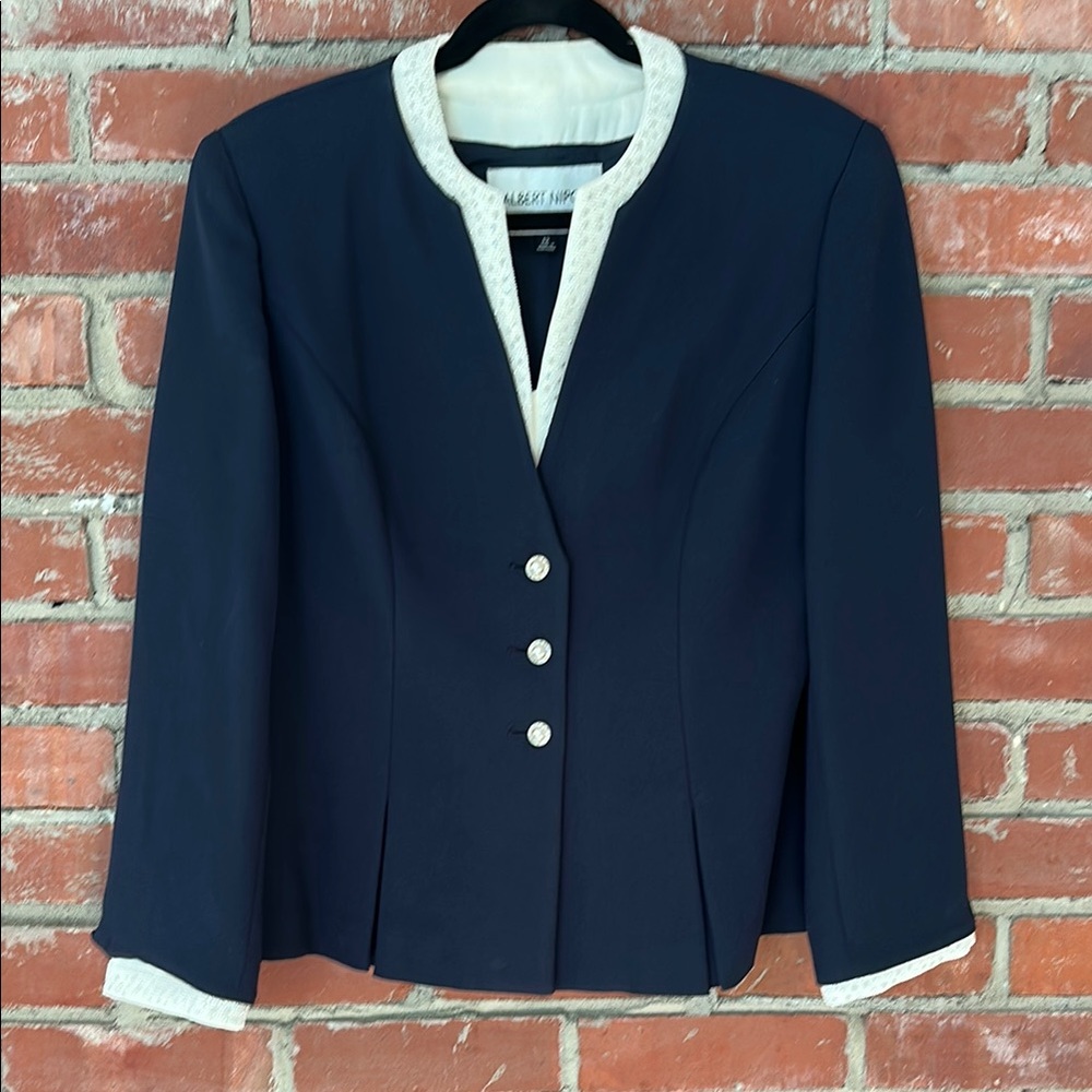 Albert Nipon Blazer with Tailored Silhouette and beaded trim